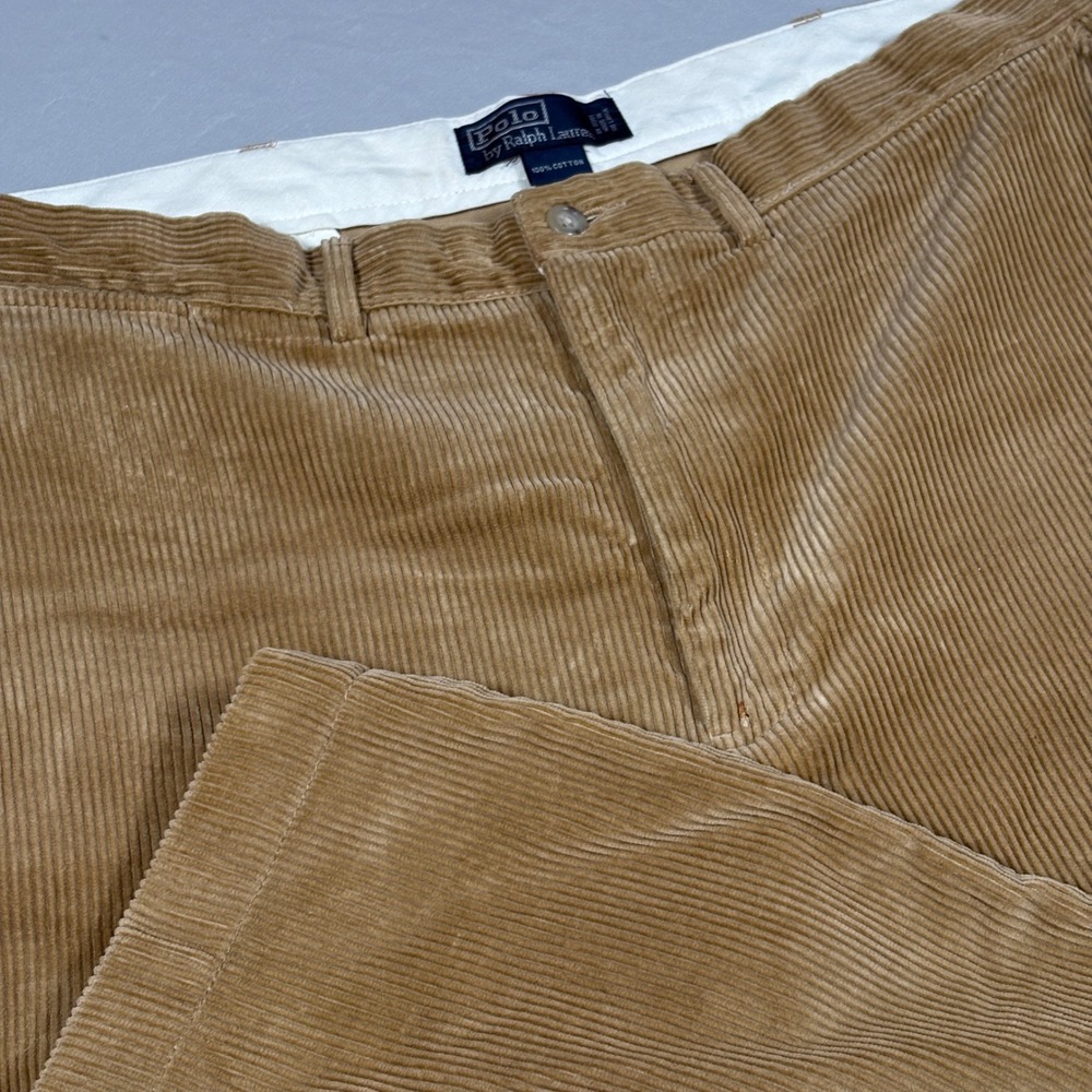 Polo Ralph Lauren Pants Mens 38x30 Corduroy Tan Straight Leg Classic Cotton